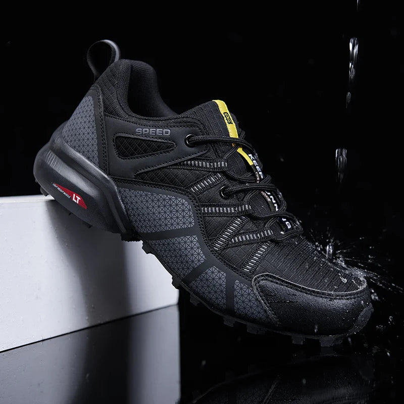 Men's Low Top Lace Up Hiking Shoes – Mesh Upper Lugged Sole Trail Trekking