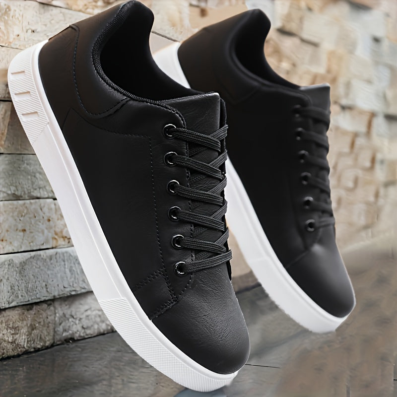 Men's Low Top Lace Up Sneakers – Plain Toe Flat Sole Casual Street Style