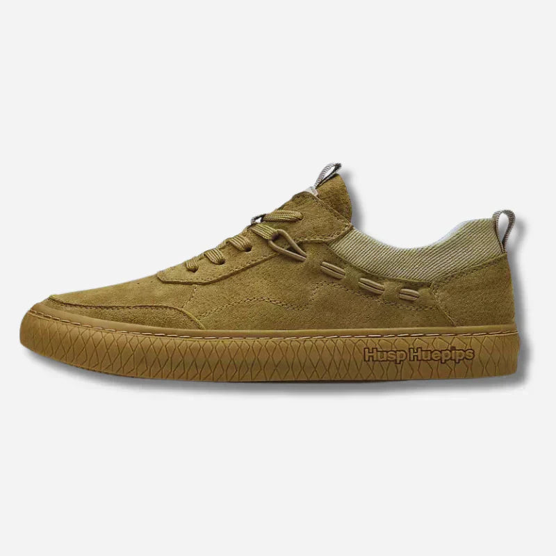 Men's Low Top Lace Up Sneakers – Round Toe Suede Upper Skate Casual Shoes