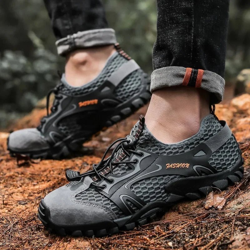 Men's Low Top Mesh Hiking Shoes – Lace Up Closed Toe Trail Sneaker
