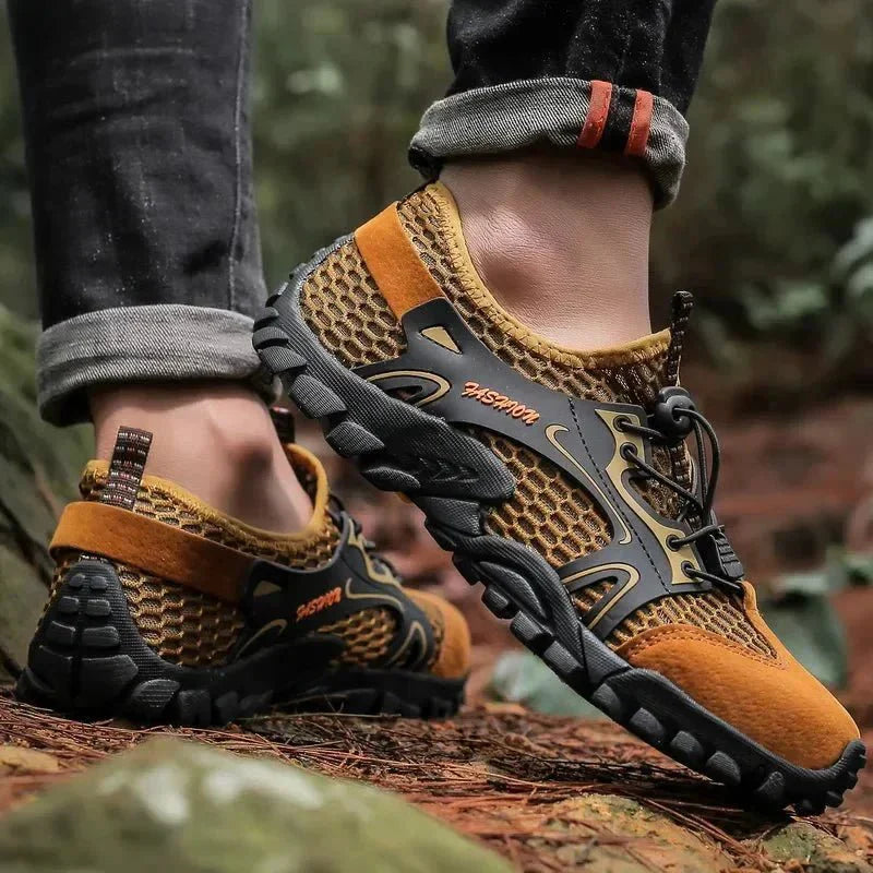 Men's Low Top Mesh Hiking Shoes – Lace Up Closed Toe Trail Sneaker