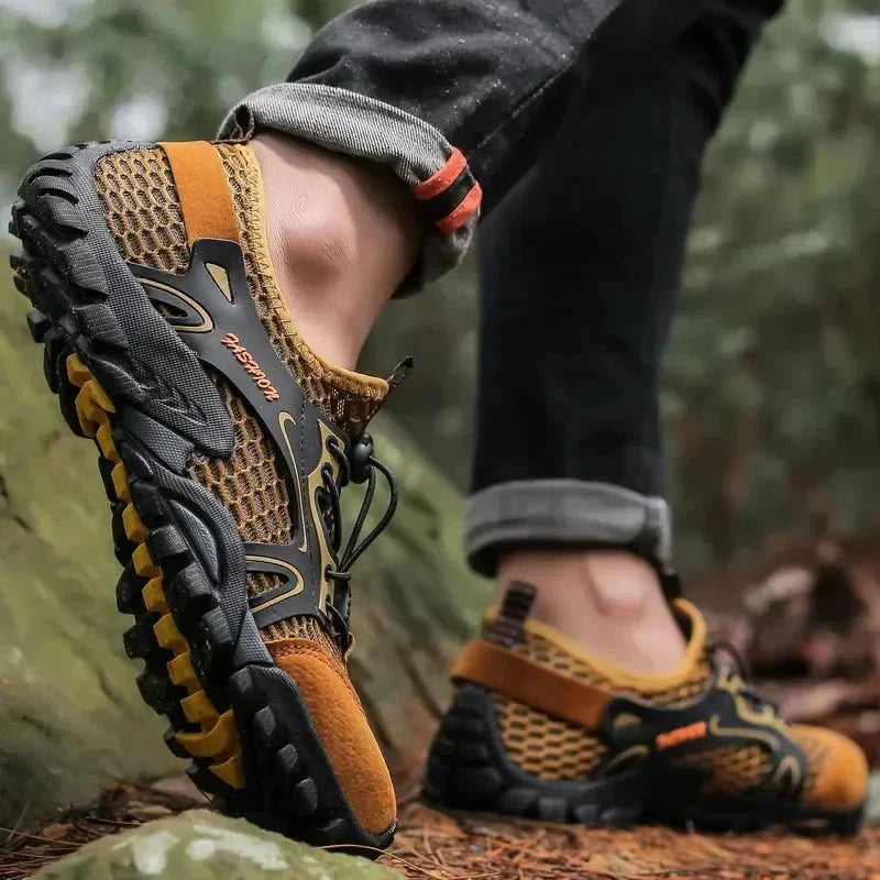 Men's Low Top Mesh Hiking Shoes – Lace Up Closed Toe Trail Sneaker