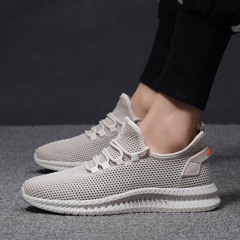 Men's Low Top Mesh Sneakers – Lace Up Knit Upper Casual Athletic Shoes
