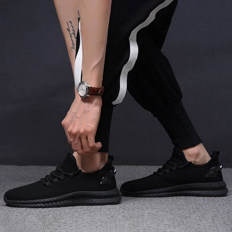 Men's Low Top Mesh Sneakers – Lace Up Knit Upper Casual Athletic Shoes