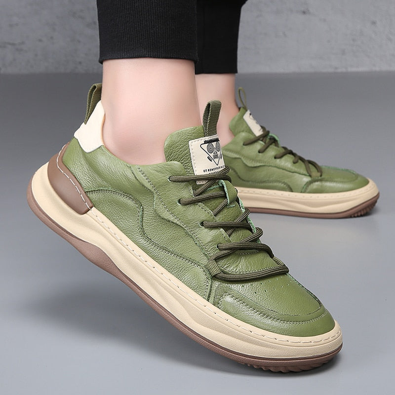 Men's Low Top Sneakers – Lace Up Contrast Detail Round Toe Casual Shoes