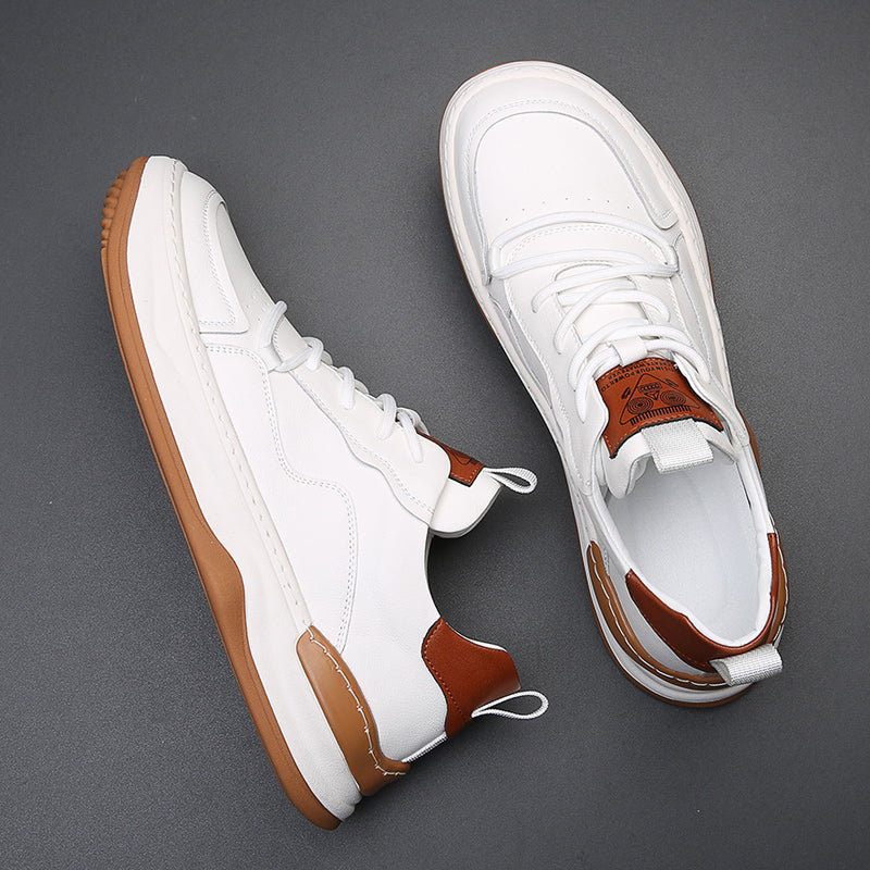 Men's Low Top Sneakers – Lace Up Contrast Detail Round Toe Casual Shoes