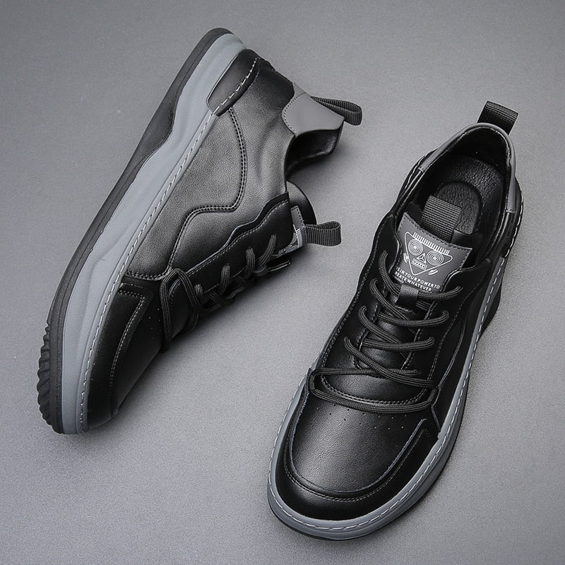 Men's Low Top Sneakers – Lace Up Contrast Detail Round Toe Casual Shoes