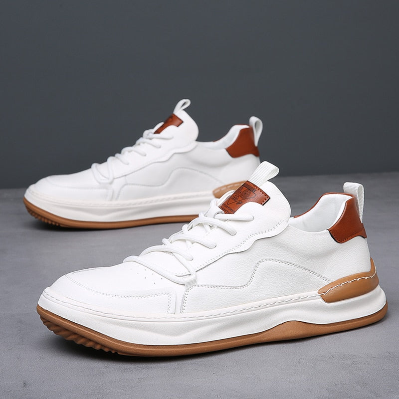 Men's Low Top Sneakers – Lace Up Contrast Detail Round Toe Casual Shoes