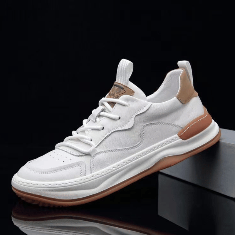 Men's Low Top Sneakers – Lace Up Contrast Detail Round Toe Casual Shoes