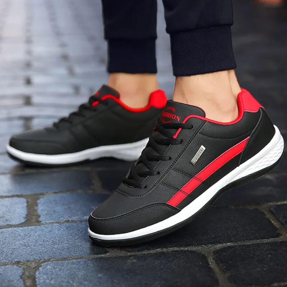 Men's Low Top Sneakers – Lace Up Contrast Panel Round Toe Everyday