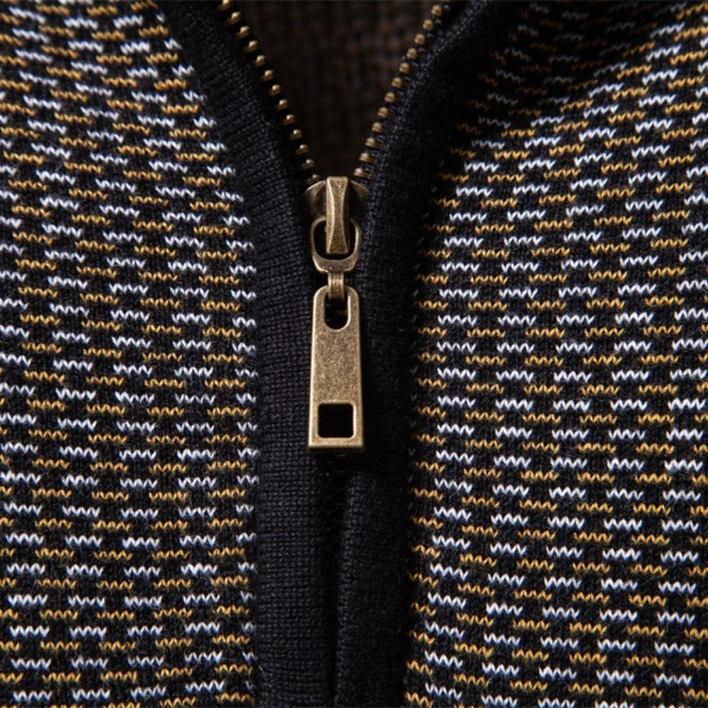 Men's Marled Knit Quarter Zip Sweater – Stand Collar Long Sleeve Casual