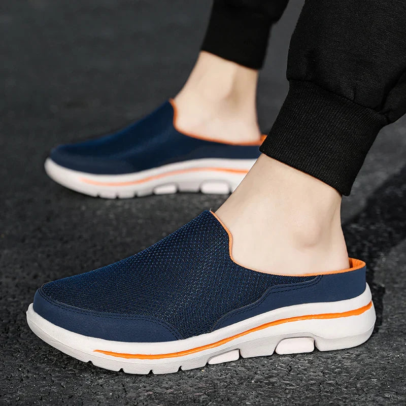 Men's Mesh Closed Toe Slip On Mule – Chunky Sole Backless Casual Sandal