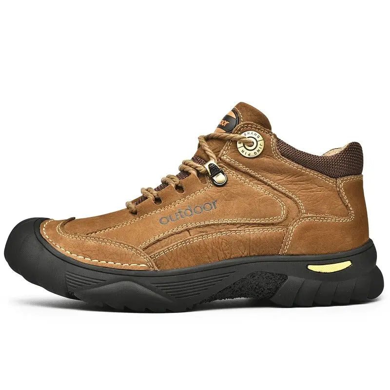 Men's Mid Top Lace Up Hiking Shoes – Chunky Lugged Outsole Outdoor Trail