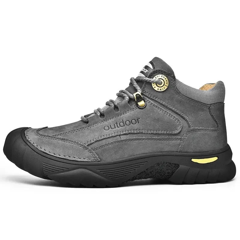 Men's Mid Top Lace Up Hiking Shoes – Chunky Lugged Outsole Outdoor Trail