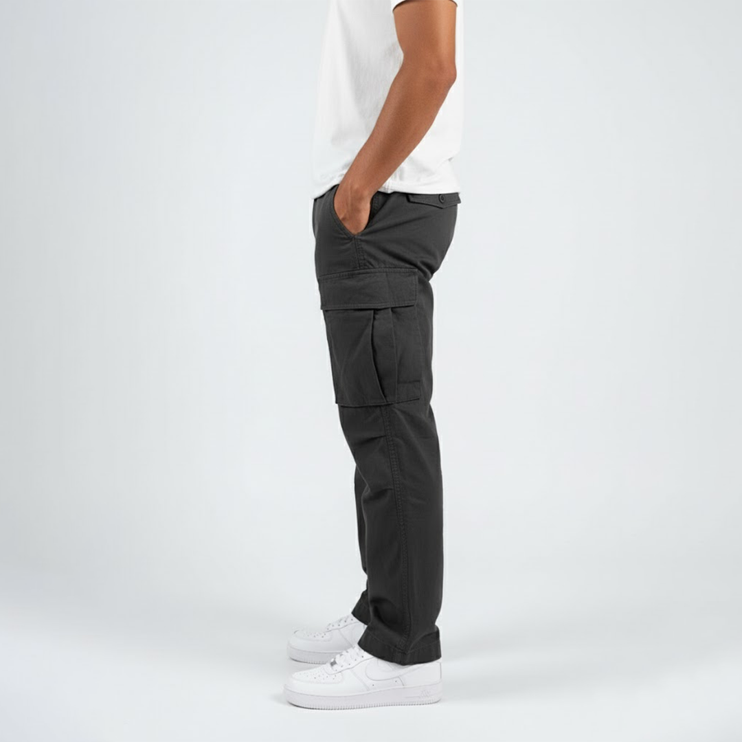 Men's Multi-Pocket Straight Fit Cargo Pants – Flap Thigh Pocket Casual Outdoor