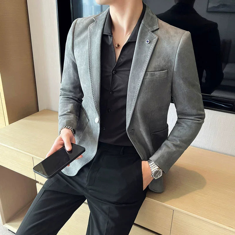 Men's Notch Lapel Single Breasted Blazer – Tailored Jacket Business