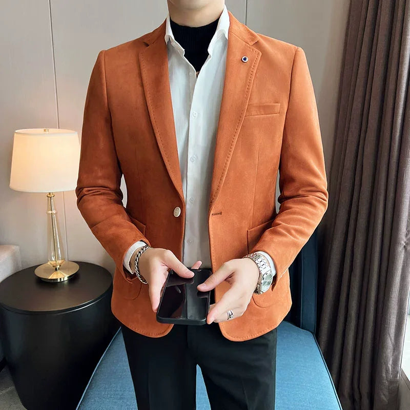 Men's Notch Lapel Single Breasted Blazer – Tailored Jacket Business