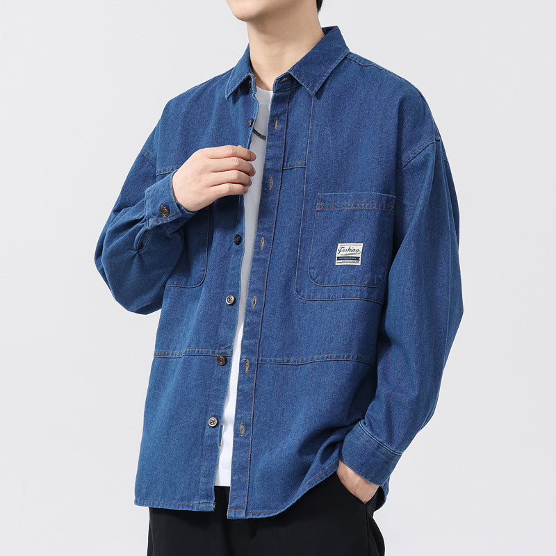 Men's Oversized Denim Shirt Jacket – Button Front Dual Chest Pocket Casual