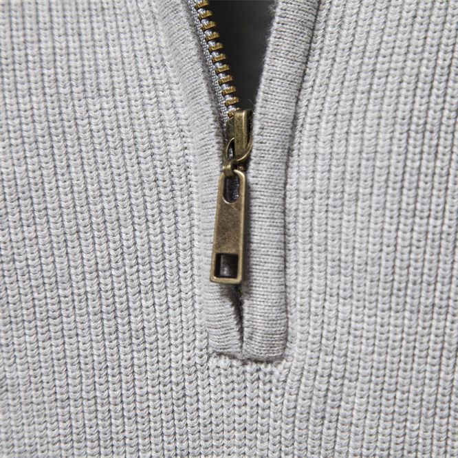 Men's Ribbed Knit Quarter Zip Sweater – Stand Collar Raglan Sleeve Casual