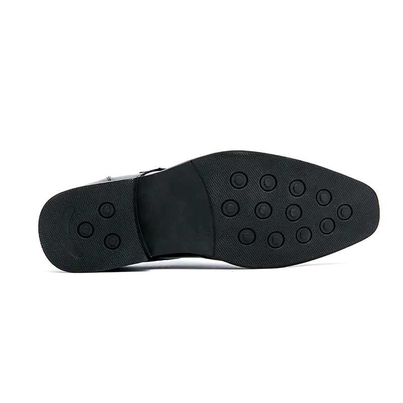 Men's Single Monk Strap Dress Shoes – Perforated Toe Cap Block Heel Formal