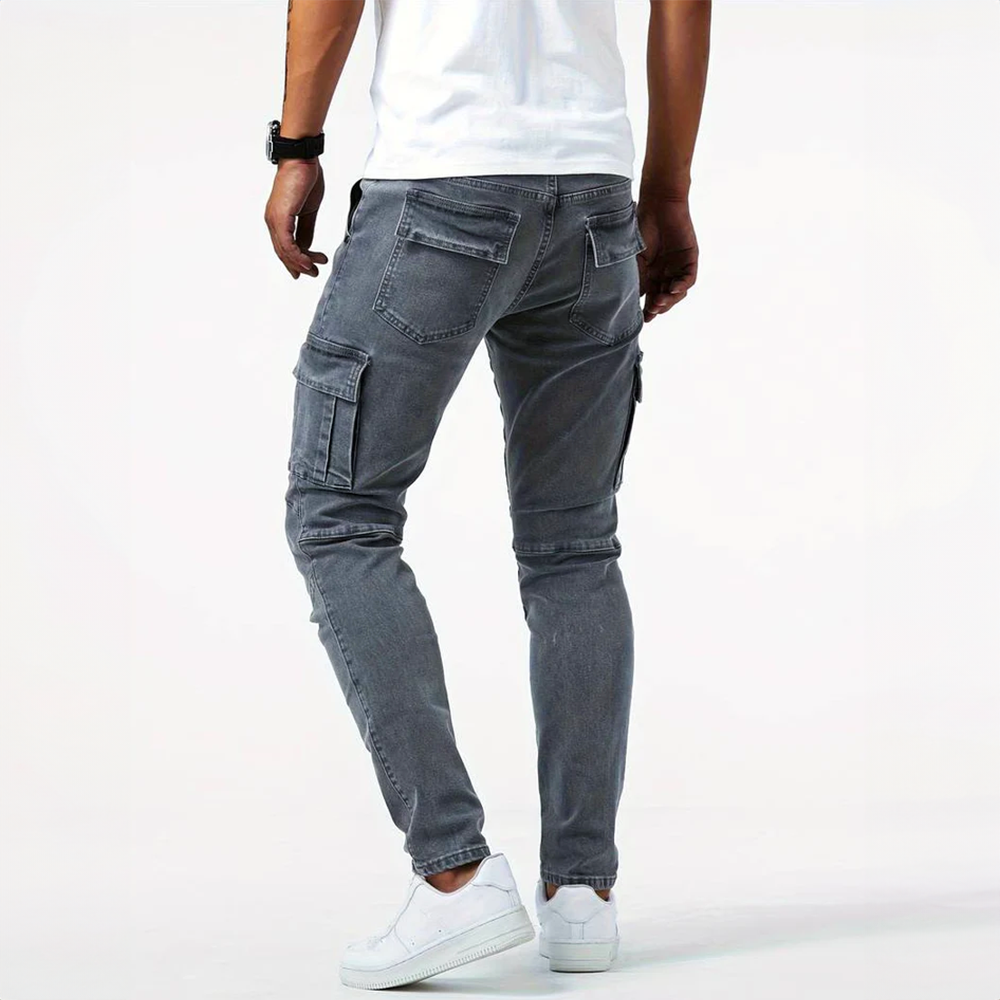 Men's Slim Fit Cargo Pants – Side Flap Pockets Tapered Leg Street Casual