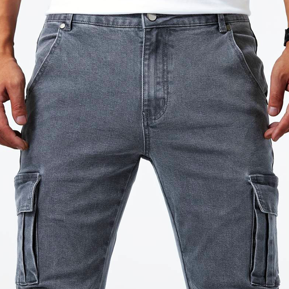 Men's Slim Fit Cargo Pants – Side Flap Pockets Tapered Leg Street Casual