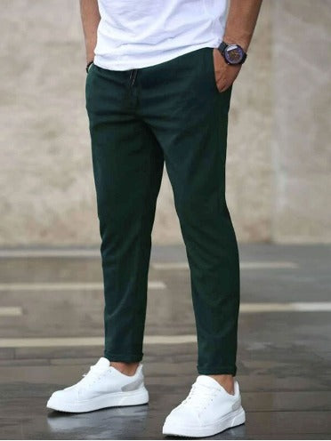 Men's Slim Fit Drawstring Waist Pants – Tapered Leg Casual Everyday