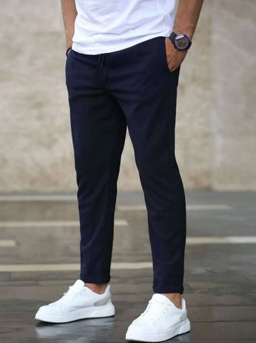 Men's Slim Fit Drawstring Waist Pants – Tapered Leg Casual Everyday