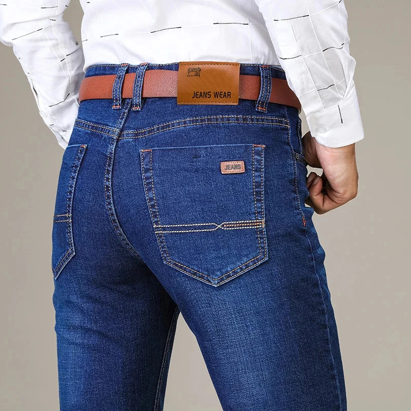 Men's Slim Fit Stretch Denim Jeans – Five Pocket Belt Loop Smart Casual