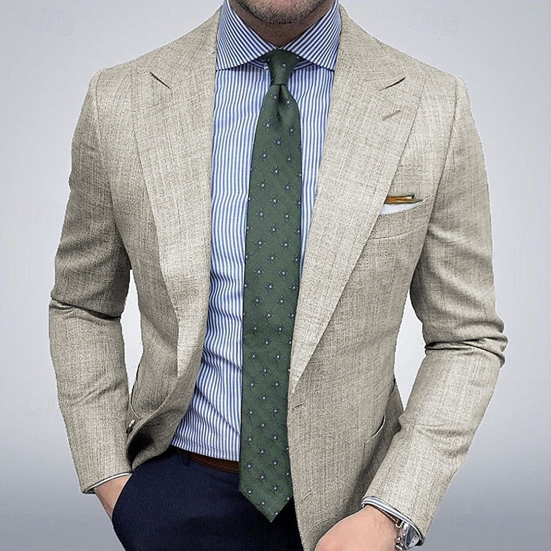 Men's Slim Fit Tailored Blazer – Notch Lapel Single Breasted Smart Casual