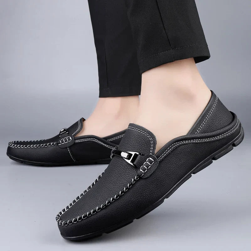 Men's Slip On Horsebit Loafers – Moccasin Stitch Round Toe Smart Casual