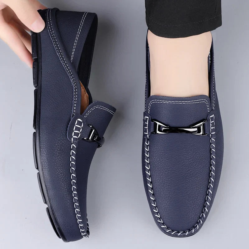 Men's Slip On Horsebit Loafers – Moccasin Stitch Round Toe Smart Casual