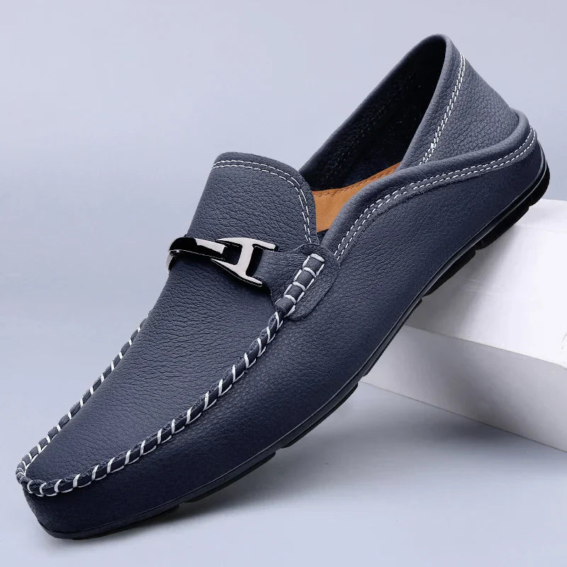 Men's Slip On Horsebit Loafers – Moccasin Stitch Round Toe Smart Casual