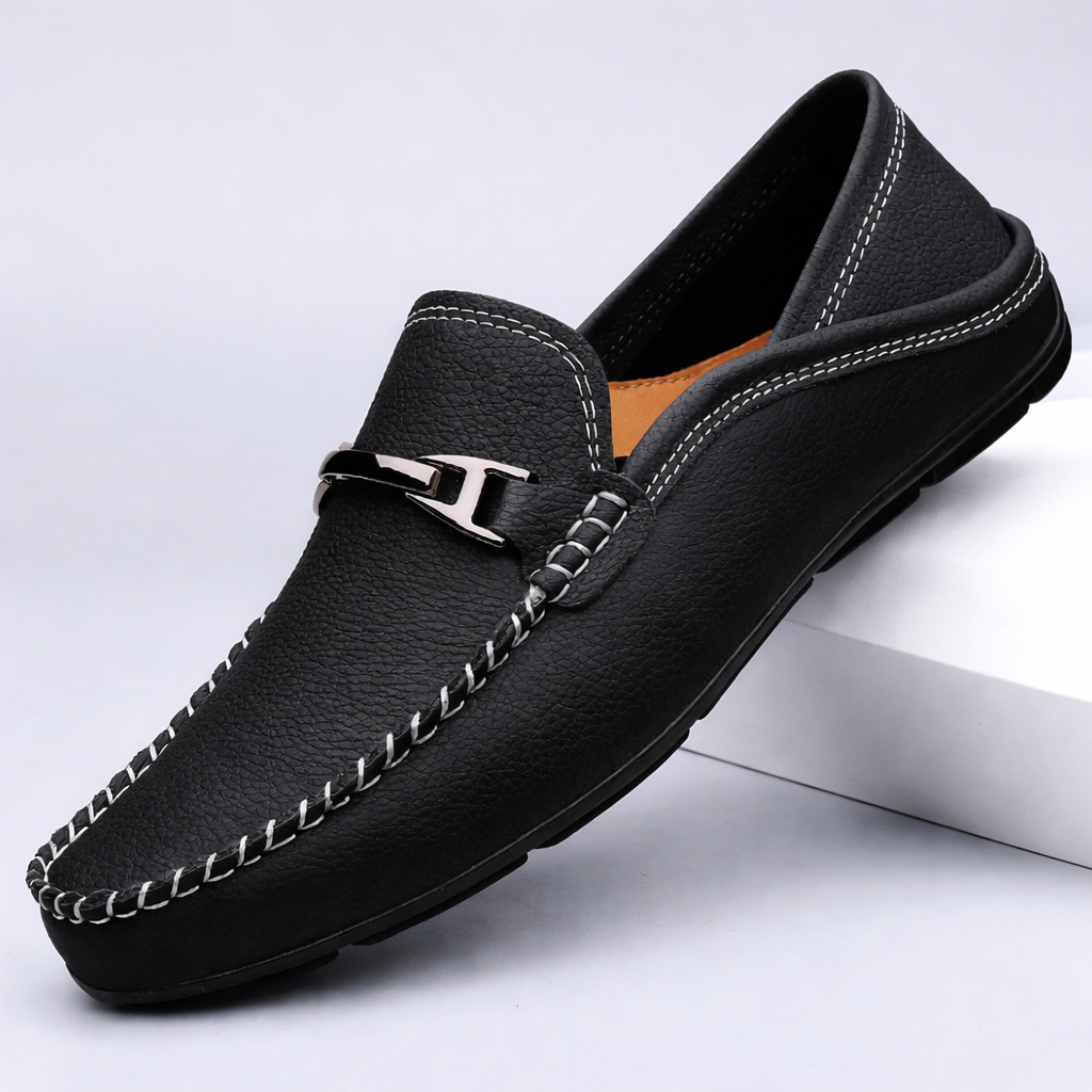 Men's Slip On Horsebit Loafers – Moccasin Stitch Round Toe Smart Casual