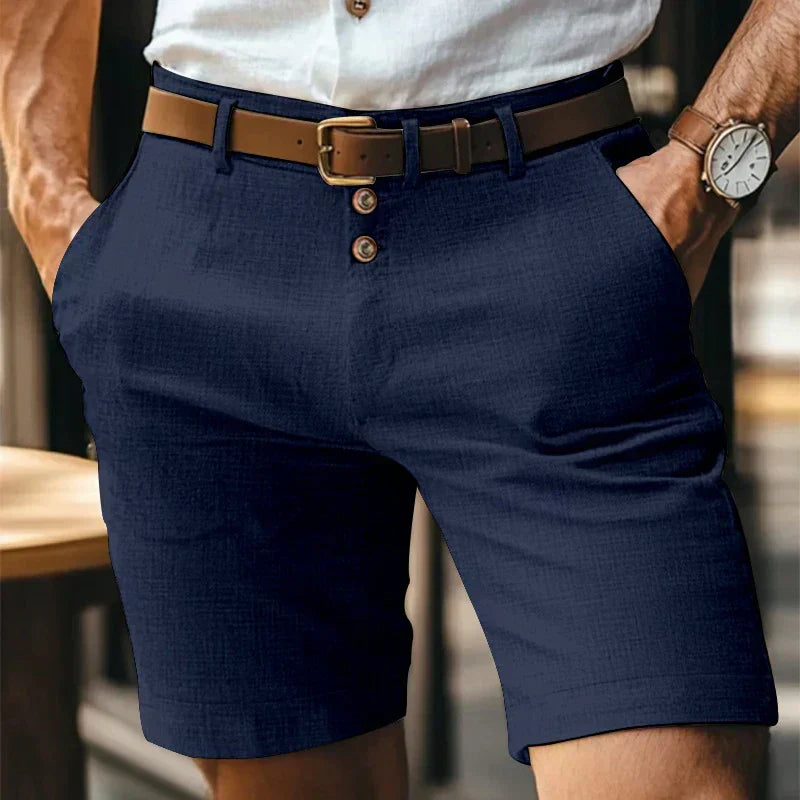 Men's Solid Chino Shorts – Button Front Belt Loop Mid Length Summer