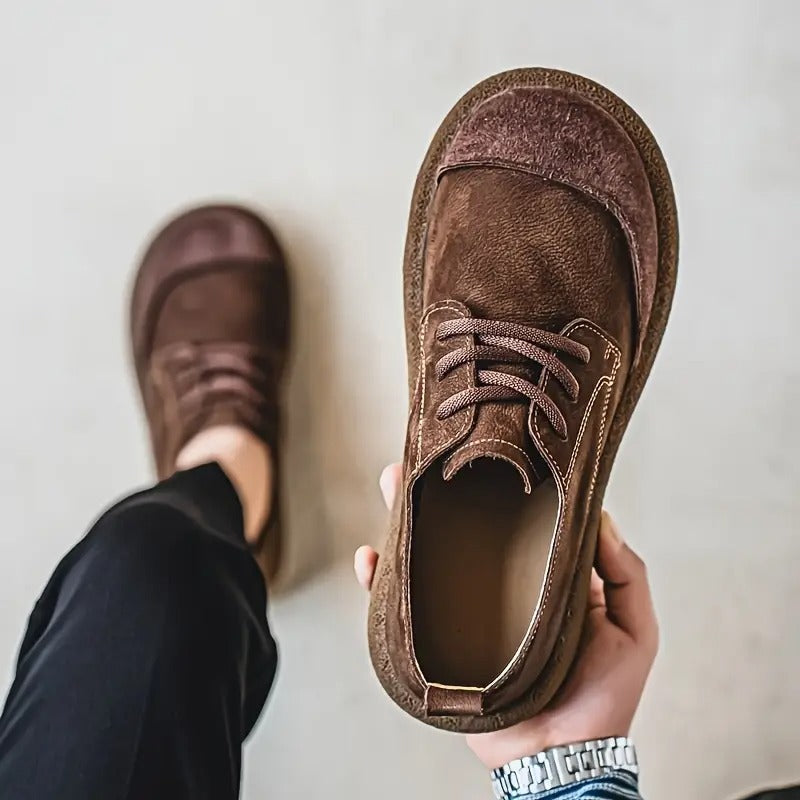 Men's Suede Round Toe Oxford Shoes – Lace Up Crepe Sole Casual Smart