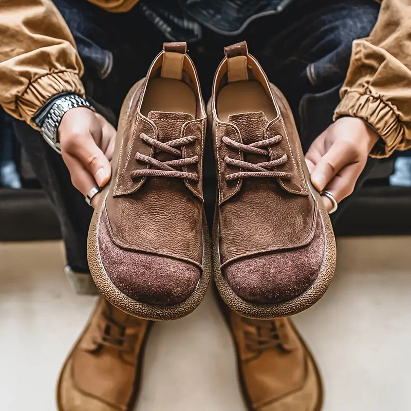 Men's Suede Round Toe Oxford Shoes – Lace Up Crepe Sole Casual Smart