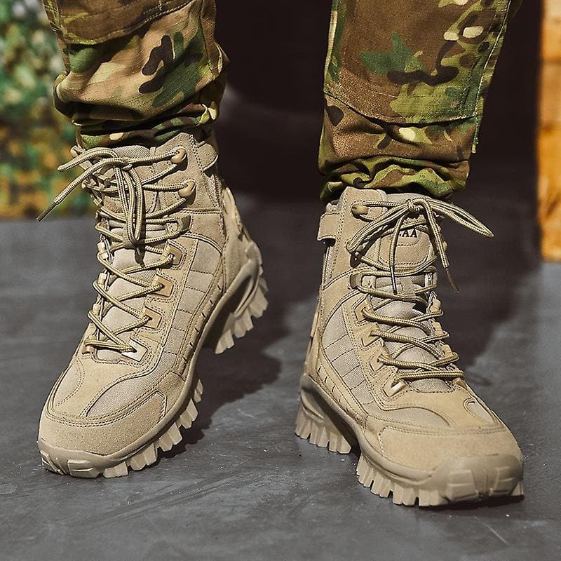 Men's Tactical Hiking Boots – Lace Up Side Zip Chunky Lug Outdoor Work