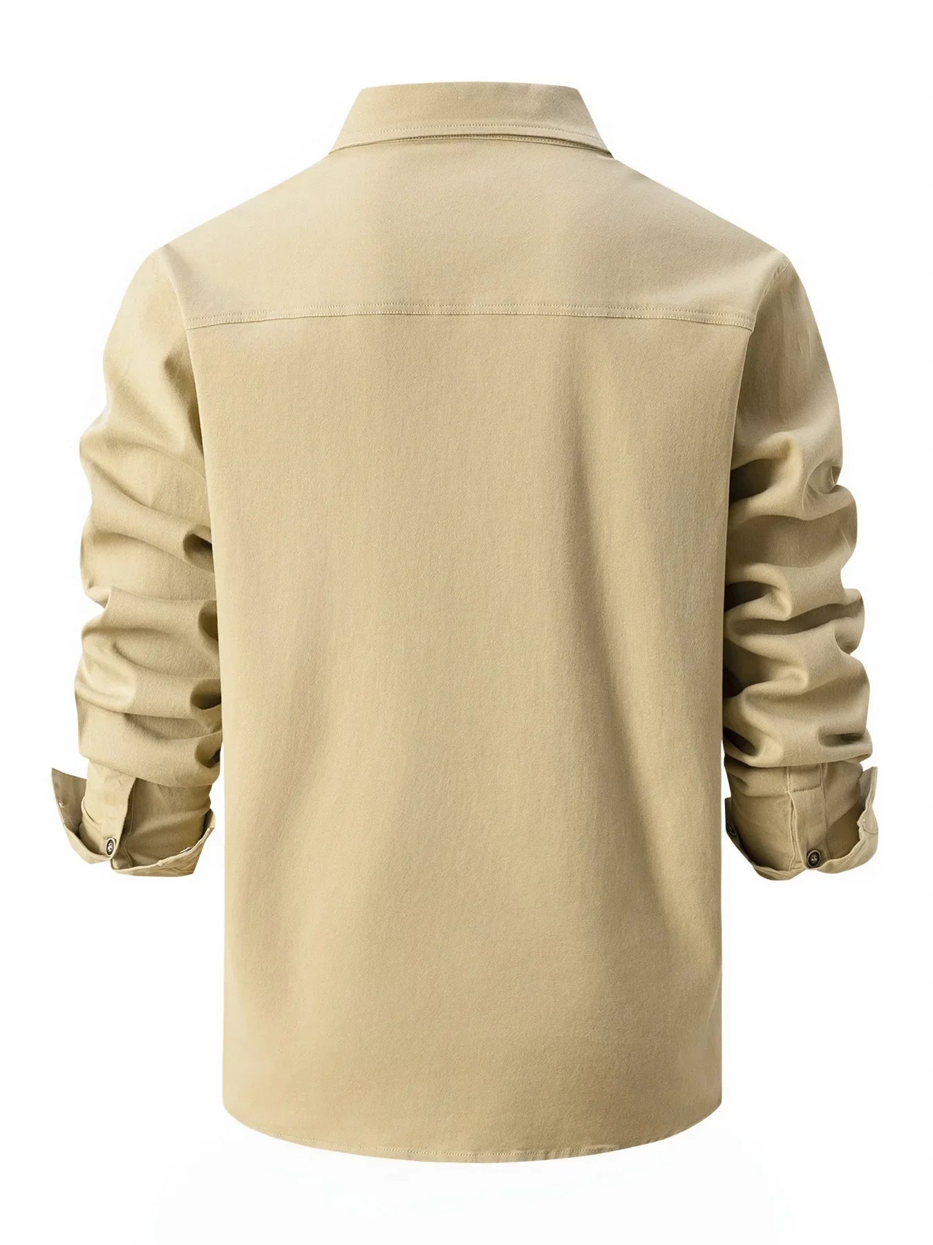 Men's Utility Solid Long Sleeve Shirt – Dual Chest Pocket Workwear Casual