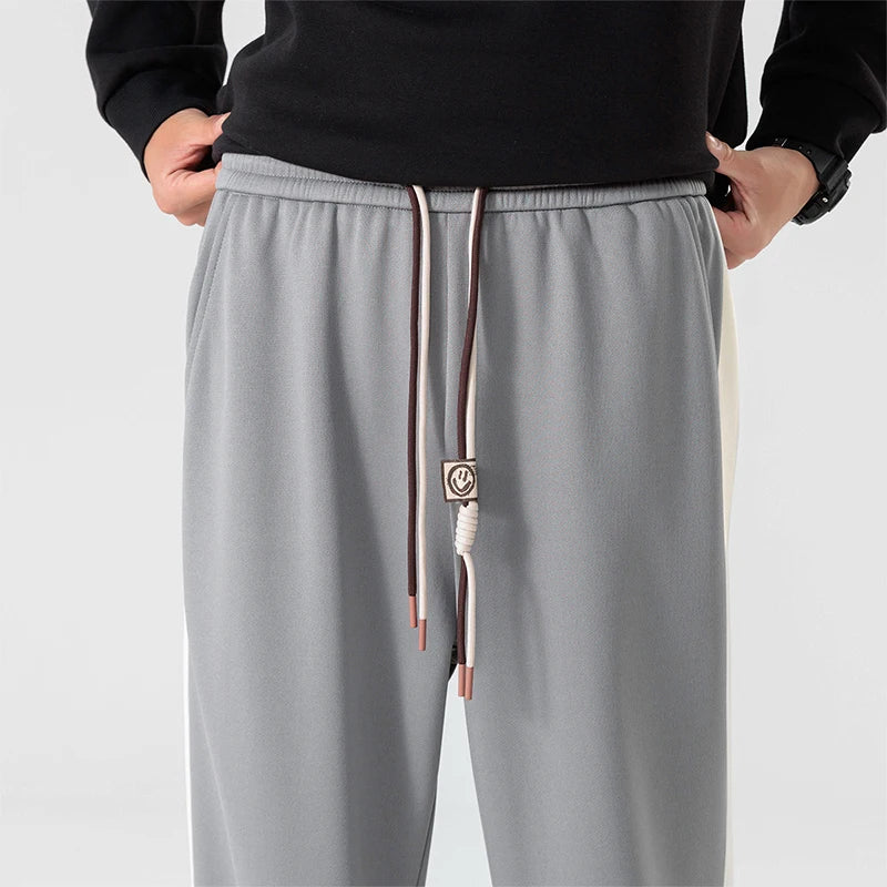 Men's Wide Leg Side Stripe Sweatpants – Drawstring Waist Casual Athleisure