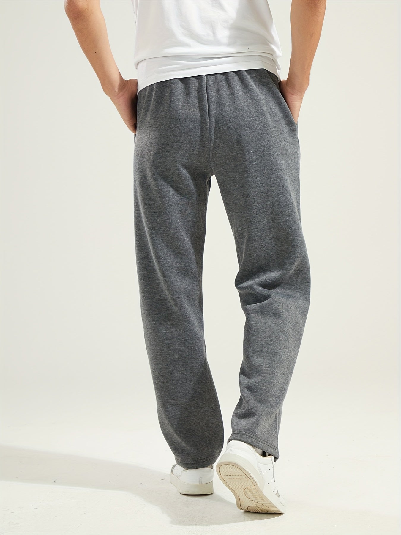 Men's Wide Leg Sweatpants – Drawstring Waist Open Hem Marl Lounge Casual