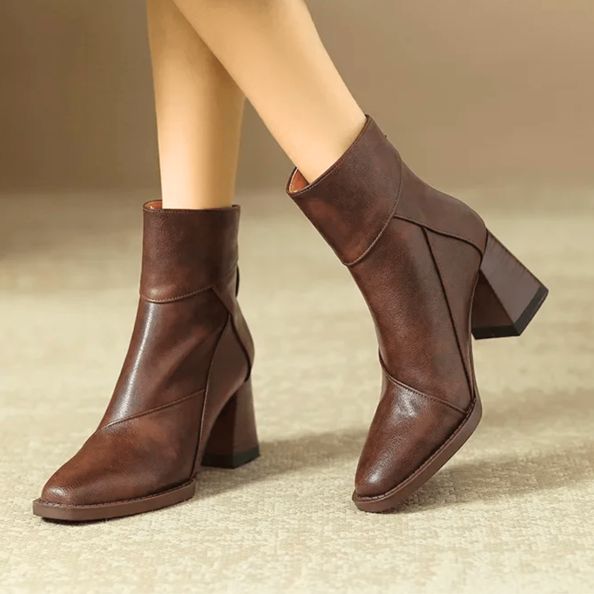 Women's Back Zip Tassel Pull Block Heel Ankle Boots – Fall Winter