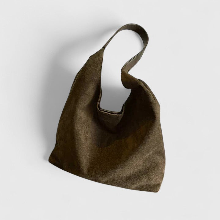 Women's Casual Suede Shoulder Bag – Wide Open Top Triangle Hobo Everyday