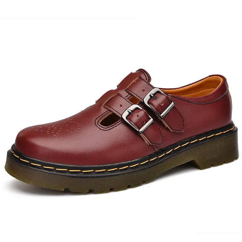 Women's Closed Toe Mary Jane Shoes – Double Buckle Strap Cut Out Round Toe Flat