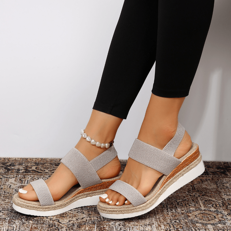 Women's Espadrille Platform Sandals – Elastic Strap Open Toe Wedge Summer