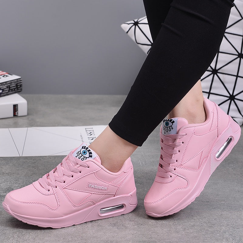 Women's Fashion Eye Graphic Sneakers – Air Cushion Sole Lace Up Casual
