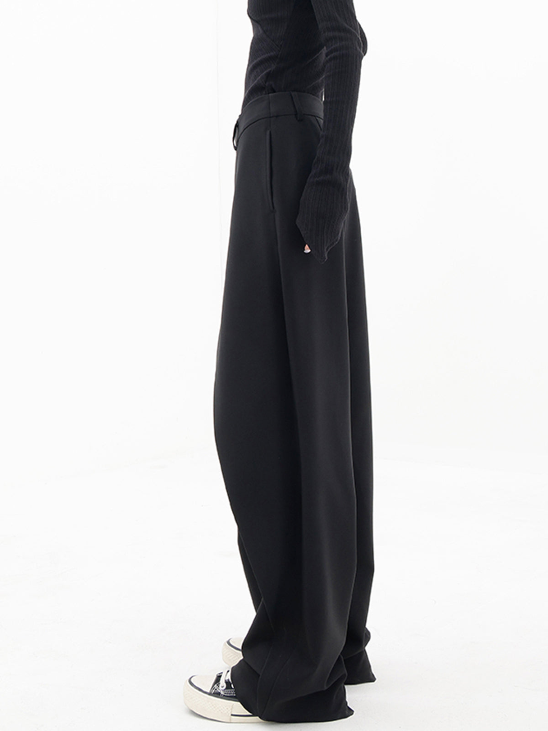 Women's High Waist Wrap Front Wide Leg Pants – Double Button Tailored Office