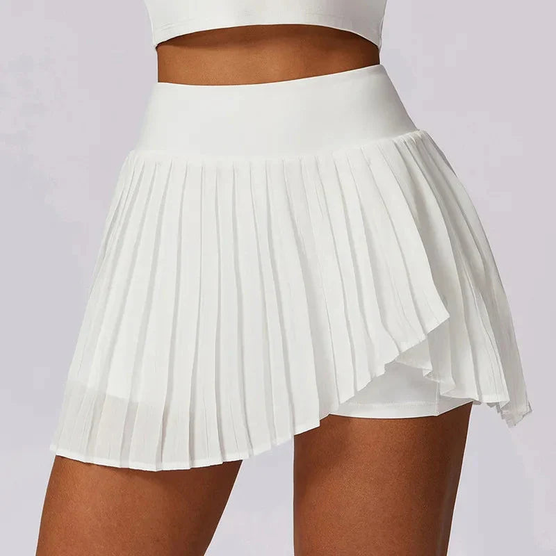 Women's High Waisted Pleated Mini Skirt – Built-In Shorts