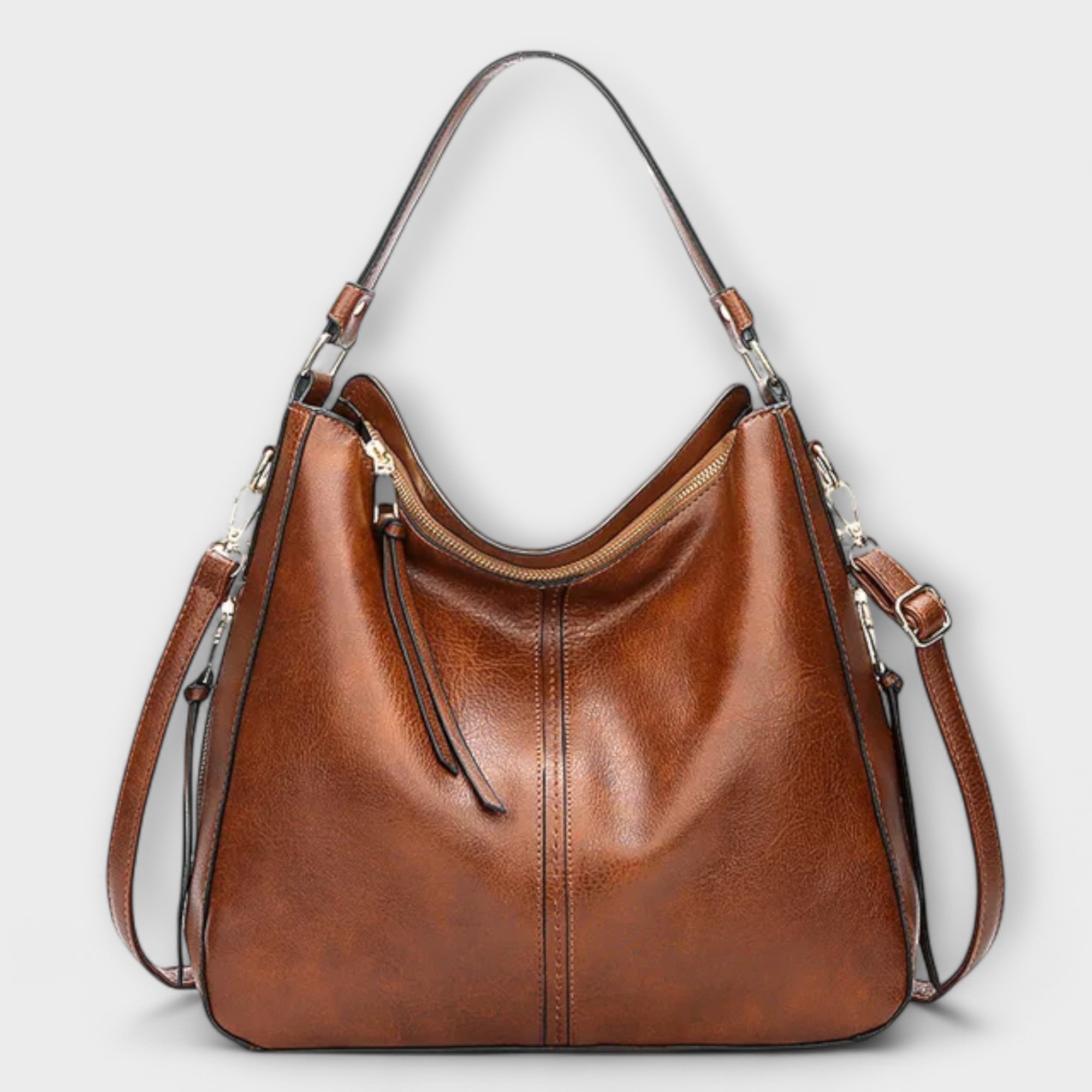 Women's Hobo Shoulder Bag – Adjustable Strap Multi-Pocket Zip Top Handle