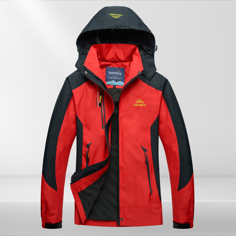 Women's Hooded Windbreaker Rain Jacket – Zip Front Contrast Panel Zip Pockets